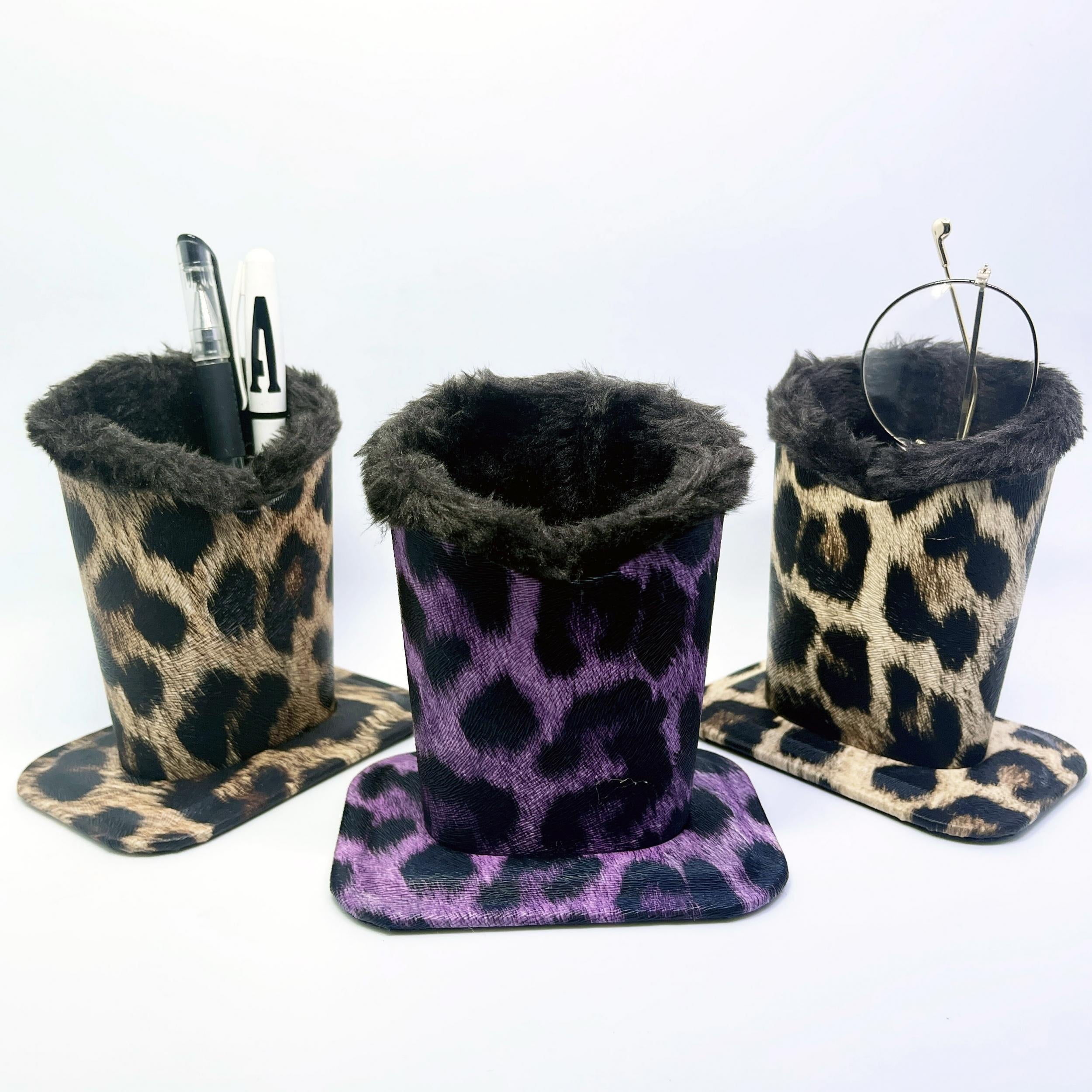 Leopard Print Glasses Holder Plush Lined Case Sunglasses Storage Container