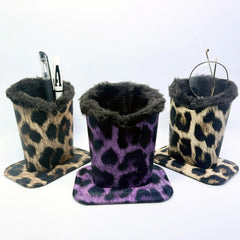 Leopard Print Glasses Holder Plush Lined Case Sunglasses Storage Container