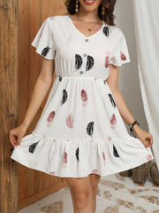 Women's High Waist Slim Ditsy Floral Vacation Mid Length Dresses