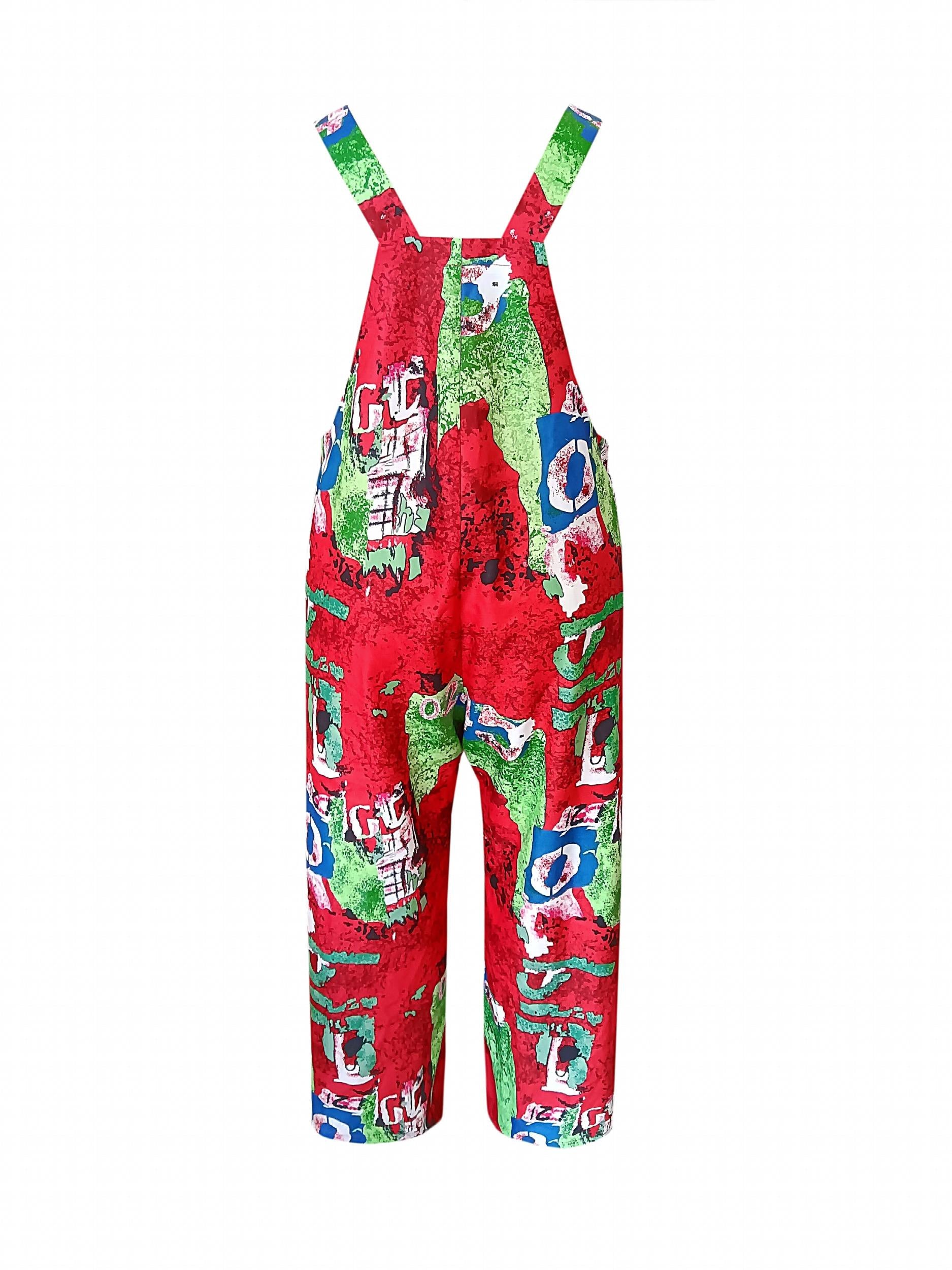 Casual Allover Print Button Detail Square Neck Wide Leg Jumpsuit