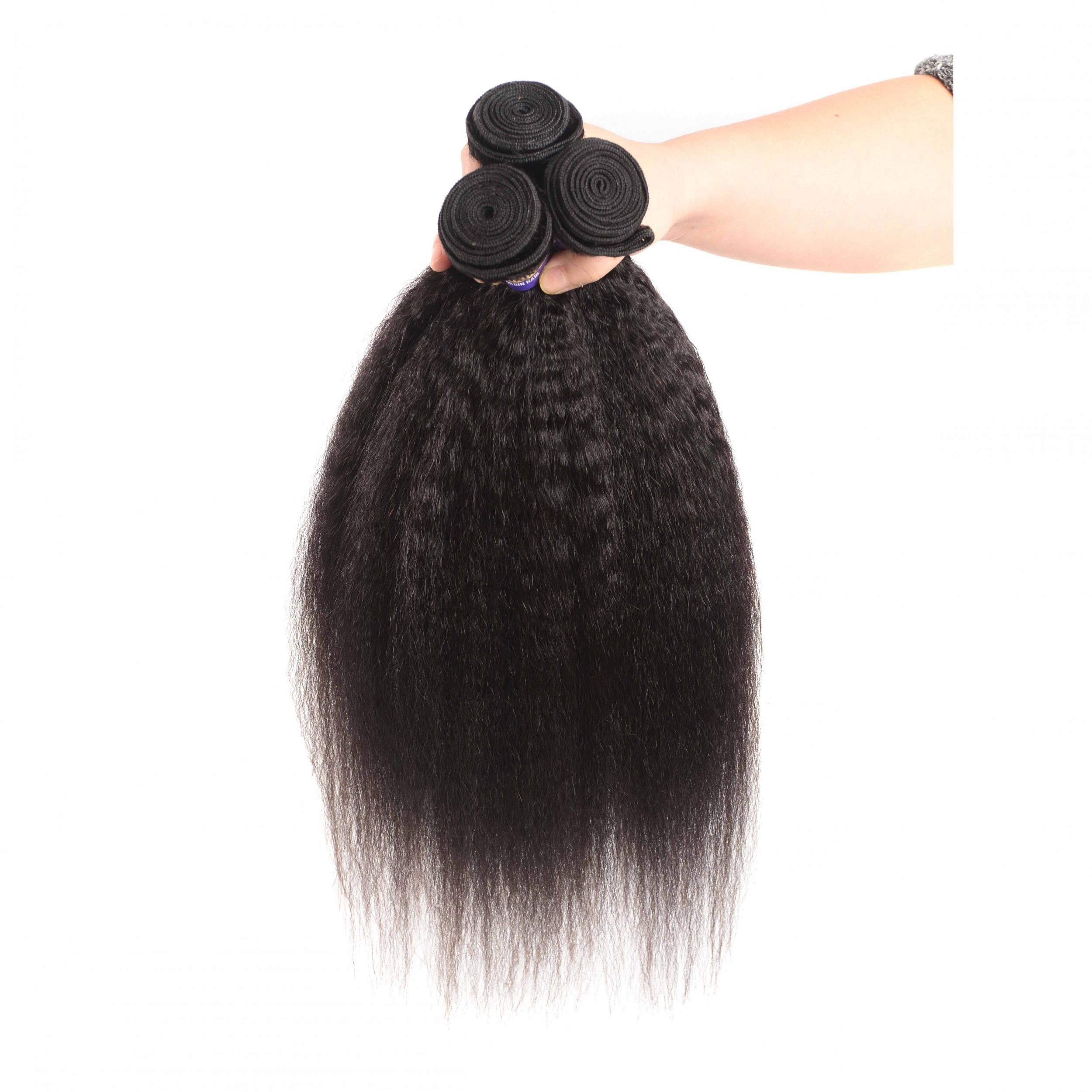 3pcs 10-30in Brazilian Human Hair Weave Wigs 10A Kinky Straight Bundles