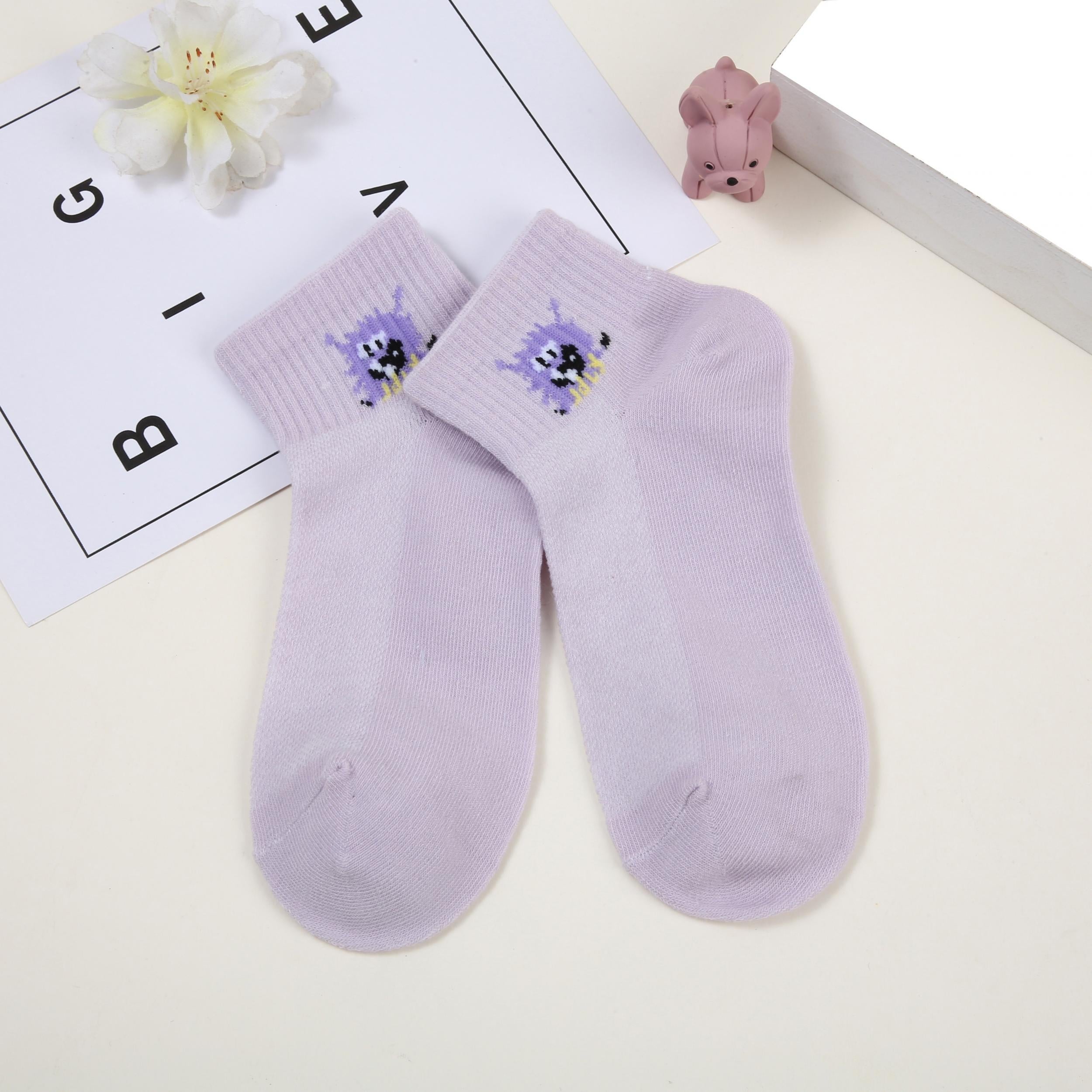 6 Pairs Kids Cartoon Letters Socks Breathable Sweet Girls Socks