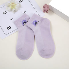 6 Pairs Kids Cartoon Letters Socks Breathable Sweet Girls Socks