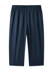 Men's Cropped Pants w/ Zipper Pocket & Elastic Waist Drawstring