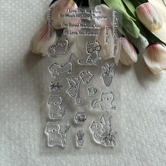 Animal Stamp Cat Background Birthday Card Silicone Stamp DIY Scrapbooking