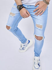 Mens Slim Fit Stretch Denim Jeans Spring Summer
