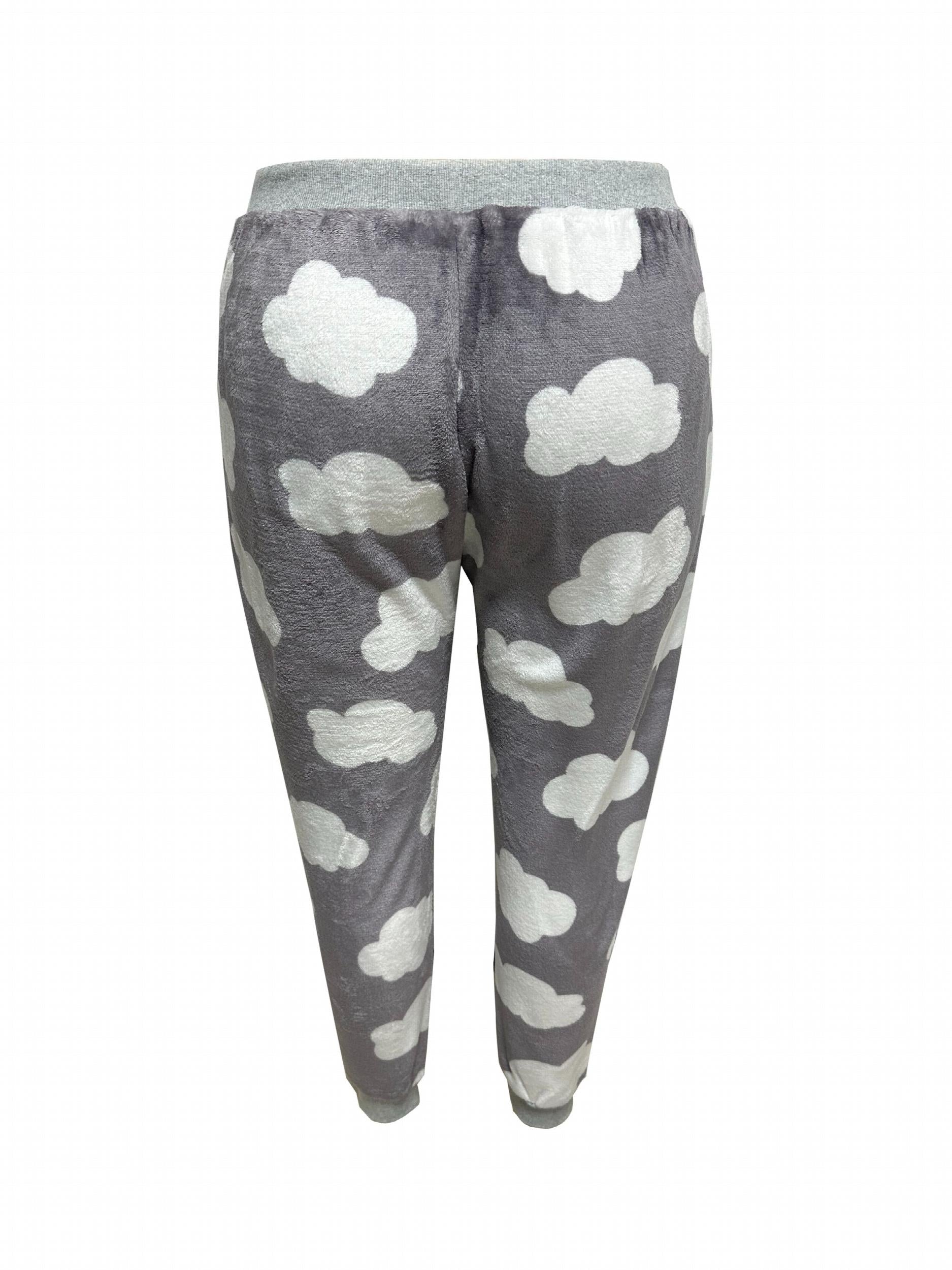 Cloud Pattern Flannel Top & Pants Pajamas Set