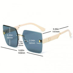 Square Rimless Sunglasses Casual Gradient Lens UV400