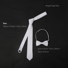 Men's Solid Necktie Bow Tie Set For Business Wedding Party Wear