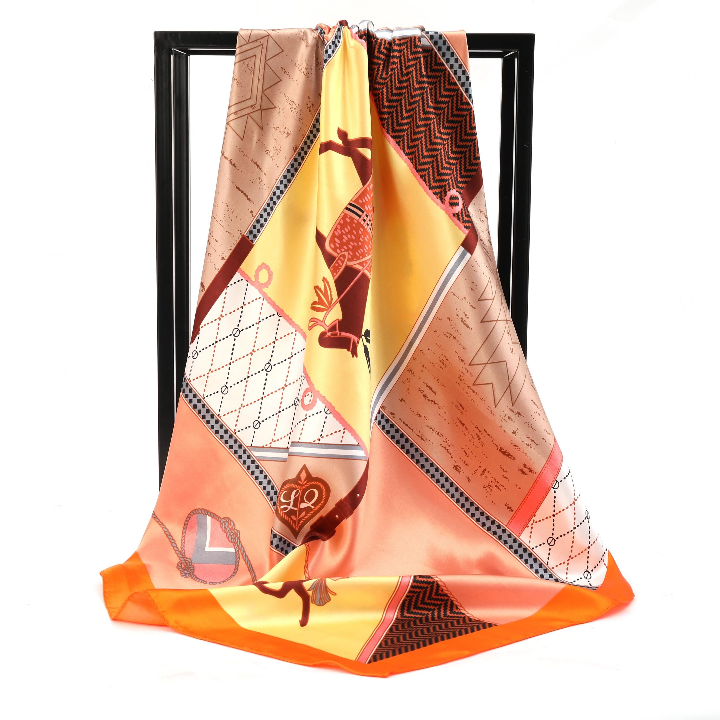 Geometric Horse Pattern Square Scarf for Women