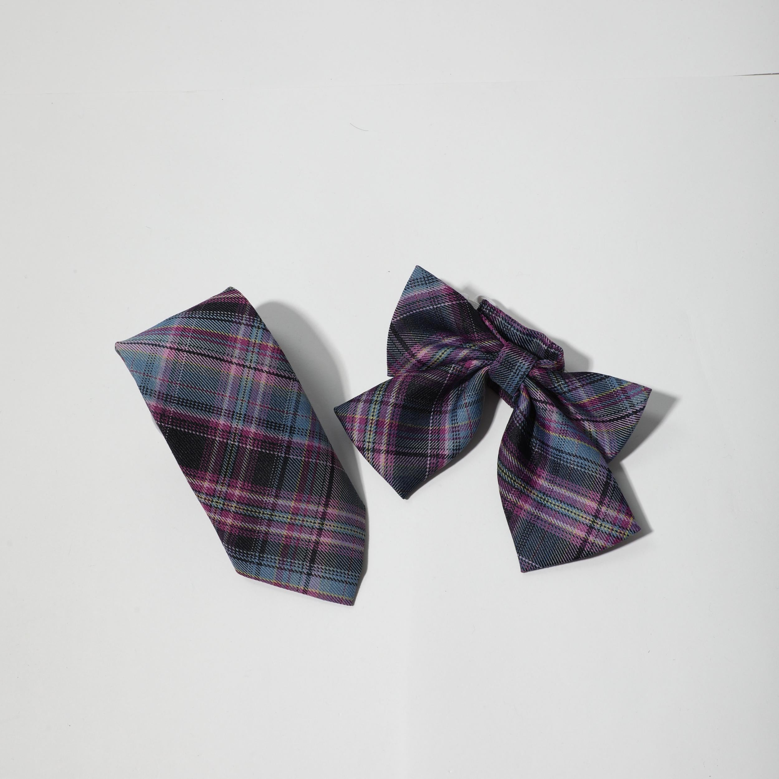 2pcs Red Plaid Bow Tie Neck Tie College Style Dress Shirt Accessory