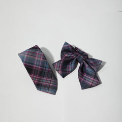 2pcs Red Plaid Bow Tie Neck Tie College Style Dress Shirt Accessory