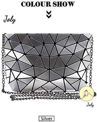 Geometric Luminous Clutch Purse Holographic Leather Crossbody Bag