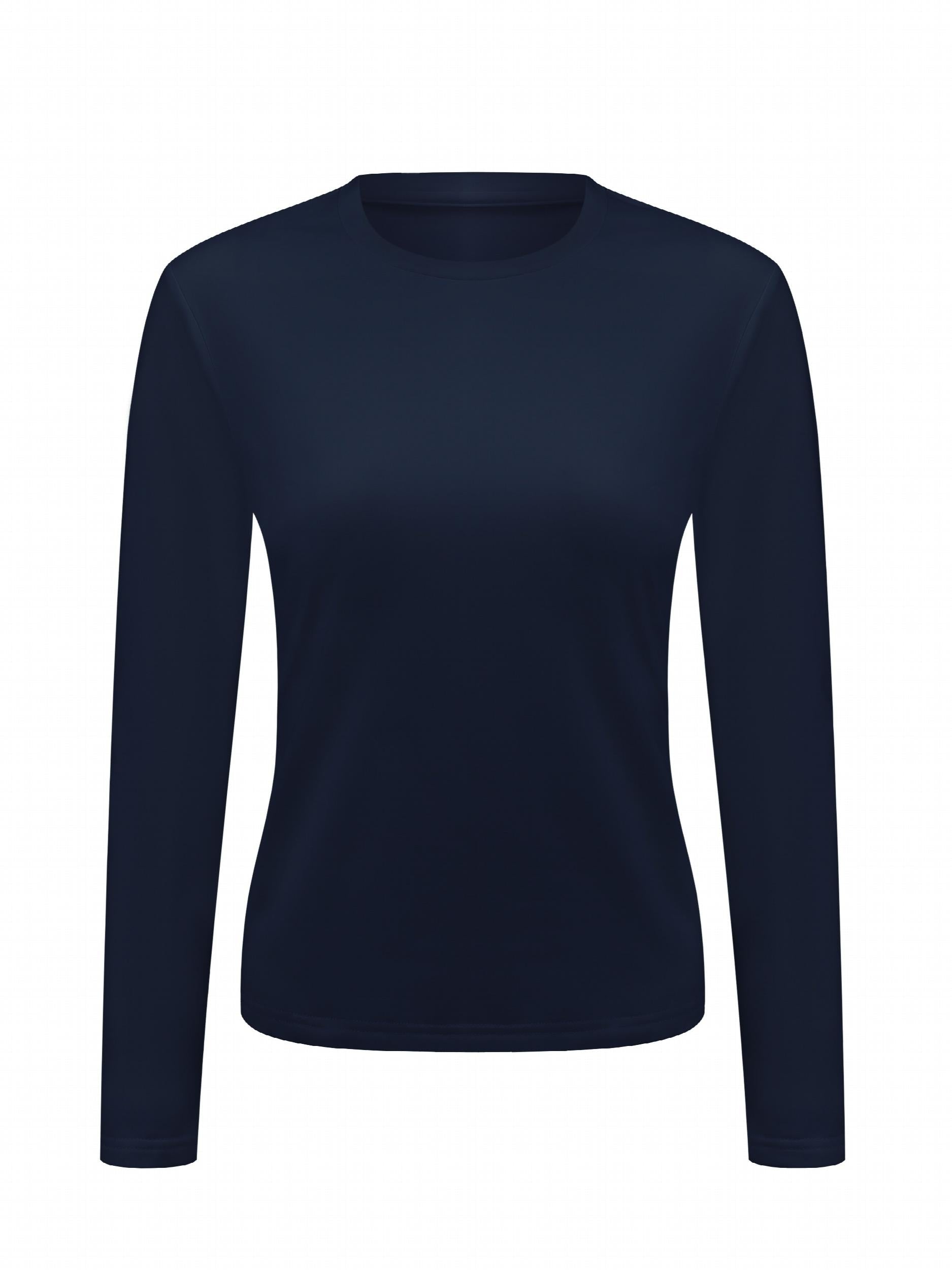 4pcs Solid Warm Round Neck T shirt Long Sleeve Thermal Running Top