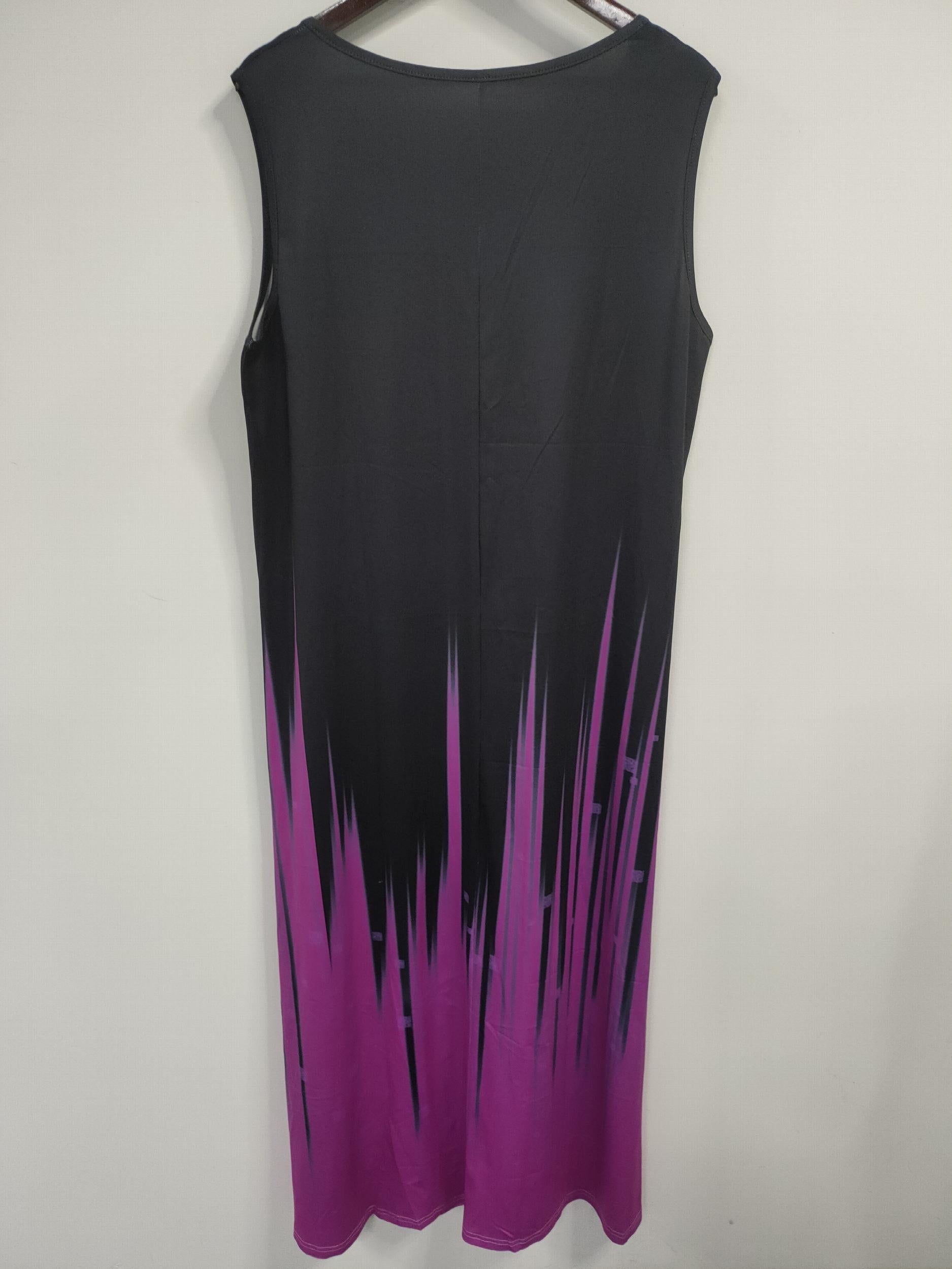 Colorblock Ombre Print Maxi Tank Dress