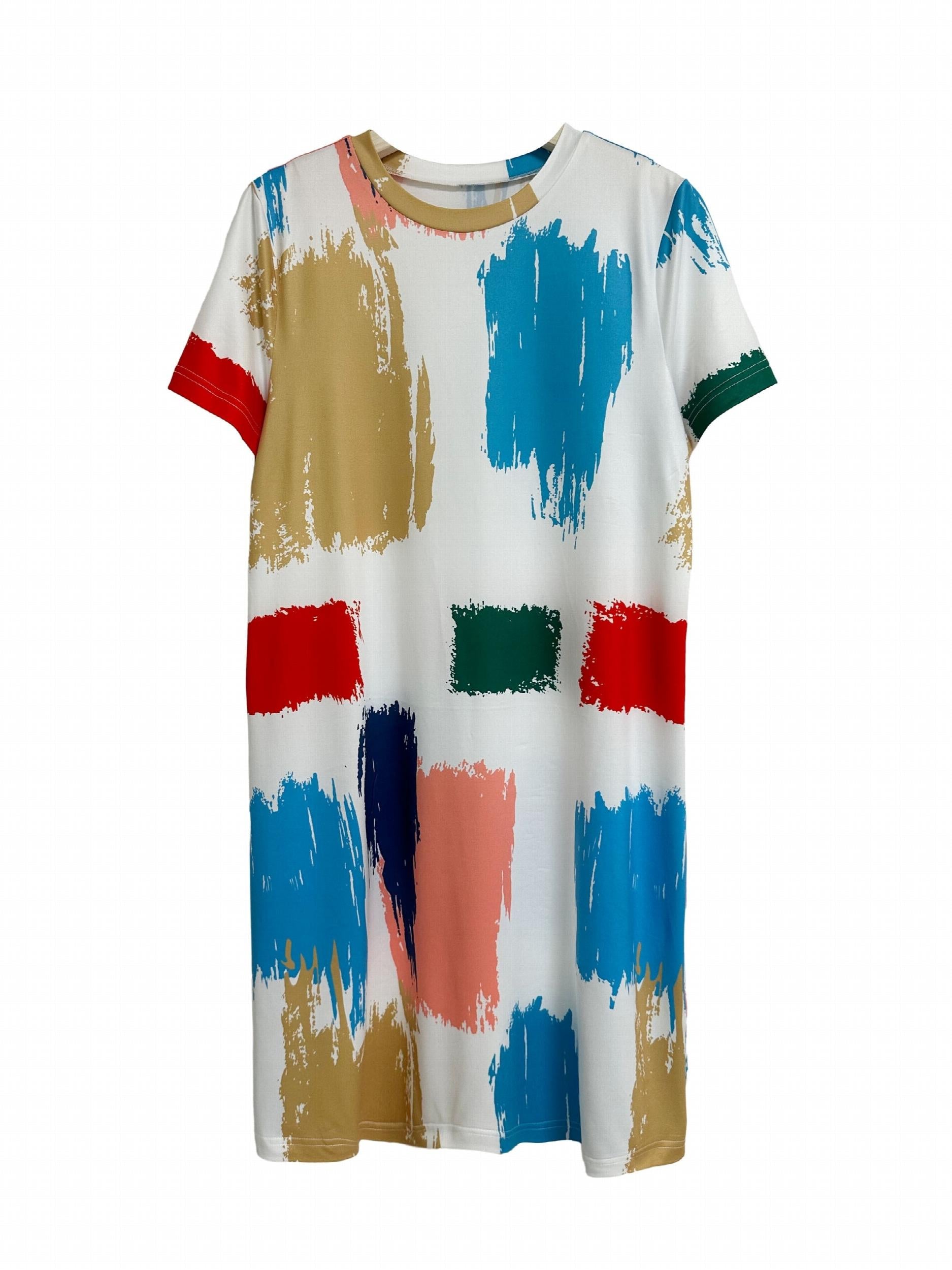 Colorful Graffiti Print Lounge Dress Crew Neck Tank Home Dress