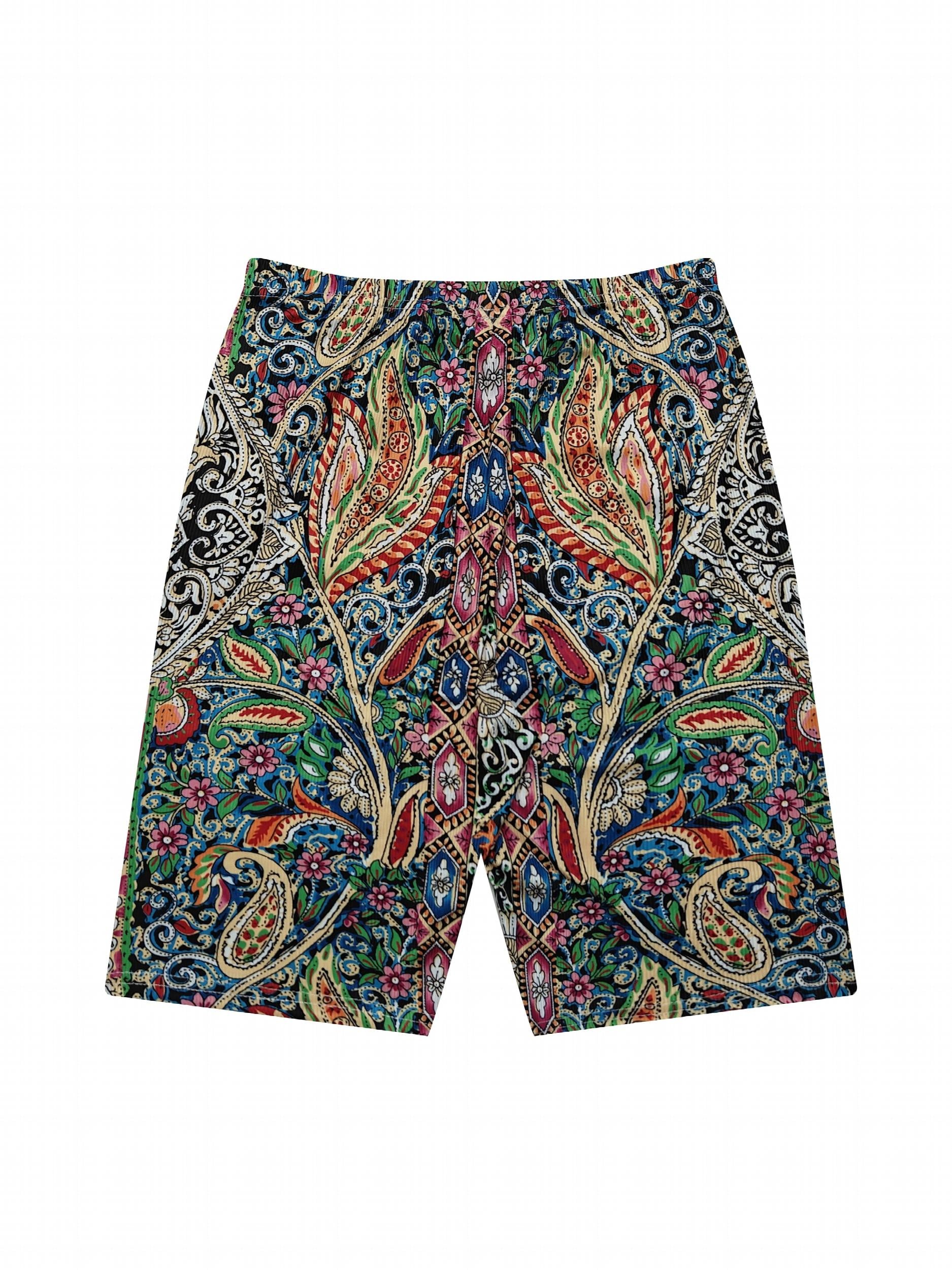 Boho Paisley Print Yoga Shorts High Elastic Butt Lift Running Shorts