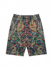 Boho Paisley Print Yoga Shorts High Elastic Butt Lift Running Shorts