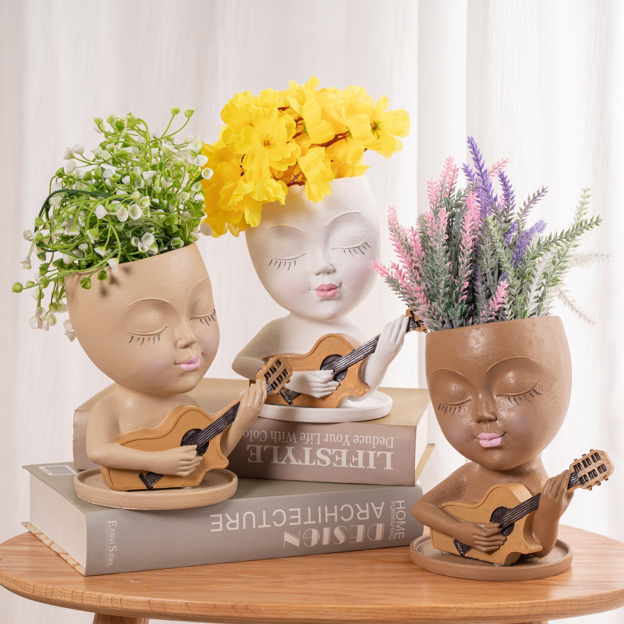 Resin Guitar Vase Kids Room Office Living Decor