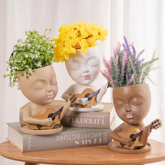 Resin Guitar Vase Kids Room Office Living Decor