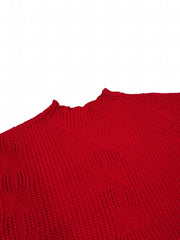 Casual Sweater Women's Plus Solid Jacquard Long Sleeve