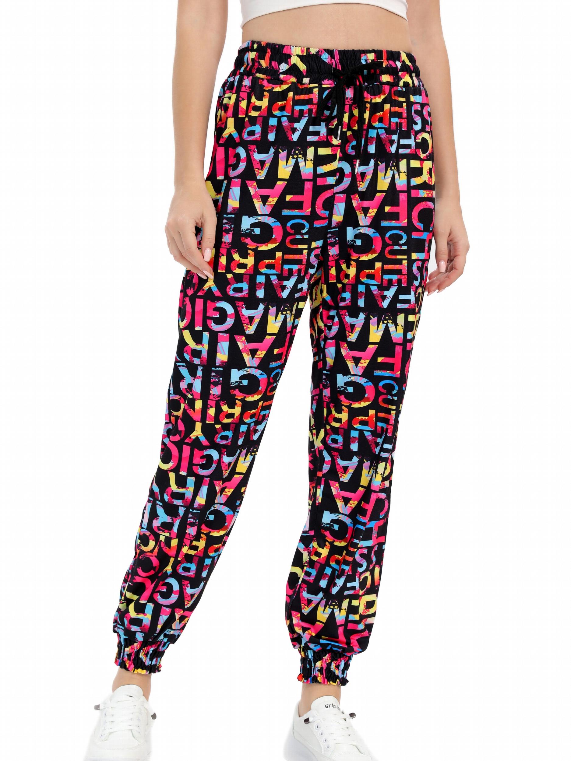 Women's Letter Print Sports Pants Drawstring Elastic Waist Jogging Pants