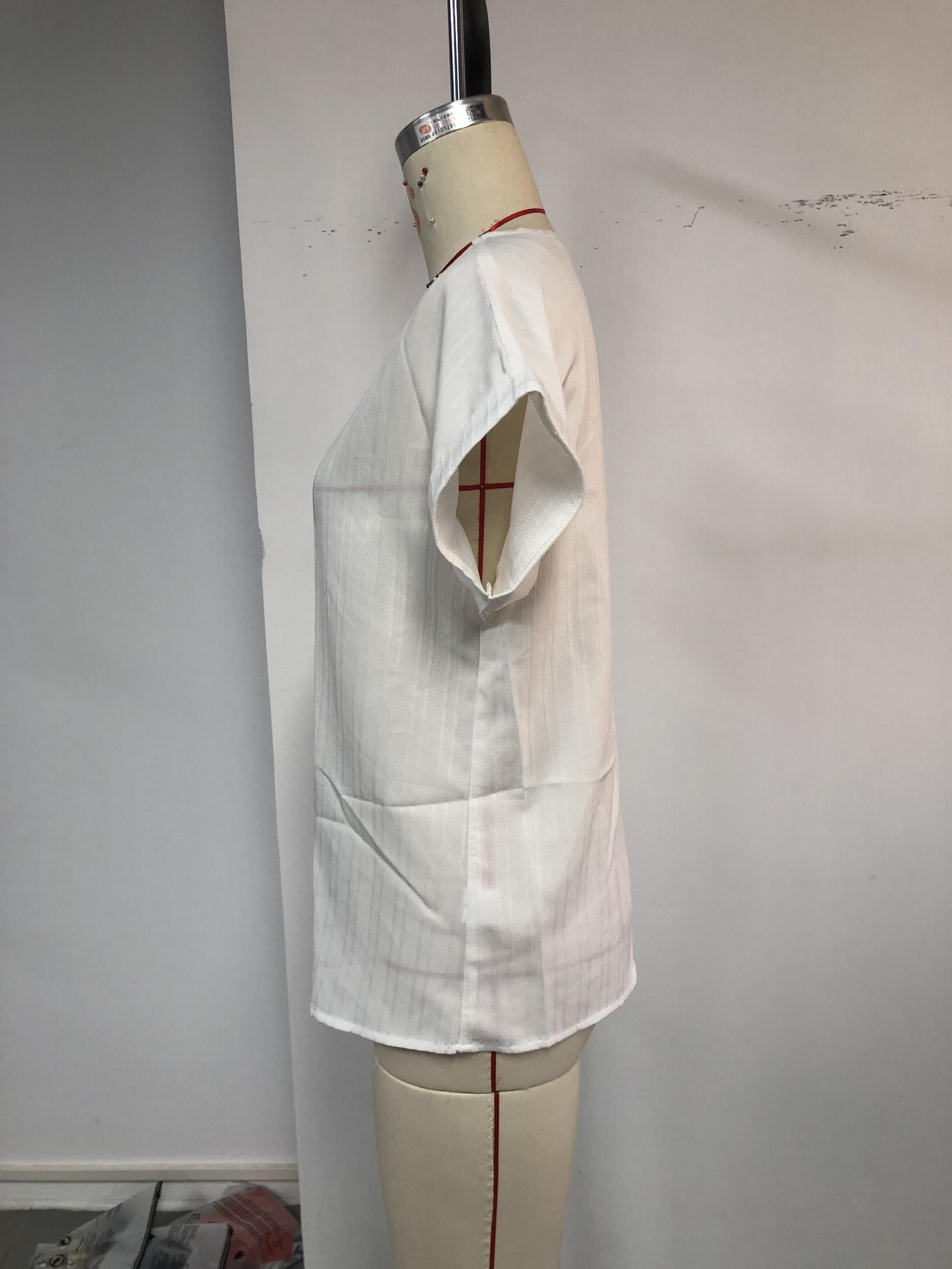 Ribbed Short Sleeve Round Neck Top