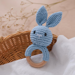 Crochet Rabbit Rattle Toy with Bells Baby Teething Toy Soft Newborn Gift