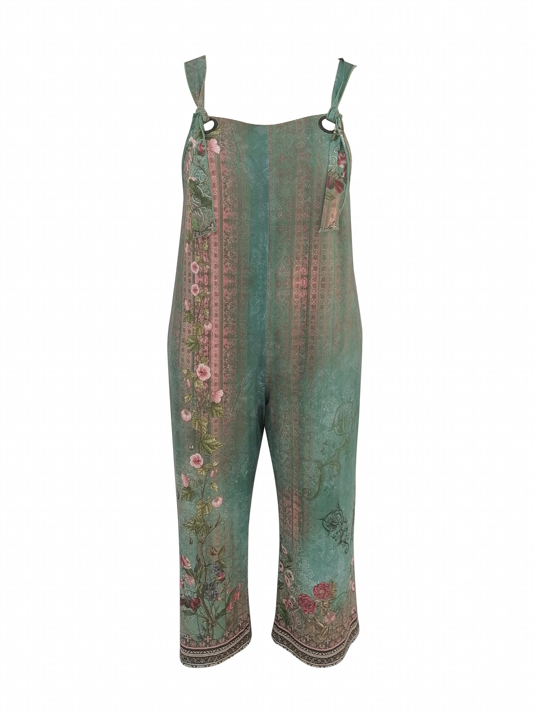 Plus Floral Print Wide Leg Stretch Jumpsuit
