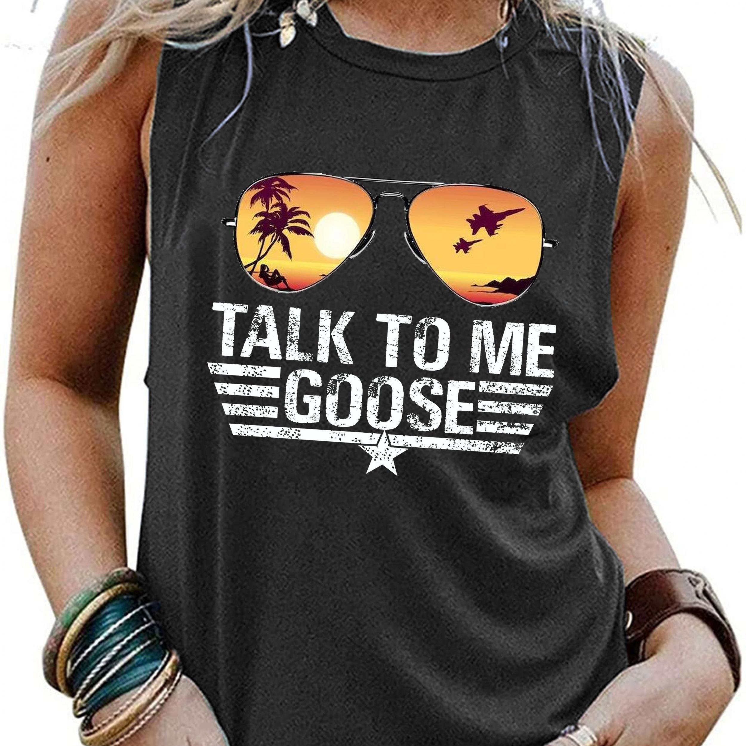 Letter & Glasses Print Sleeveless Top