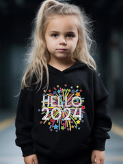 Kid's 2pcs Hello 51 41meter Print Outfit Girl's Sporty Clothes