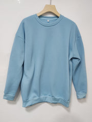 Women's Solid Crew Neck Sweatshirt for Spring & Fall