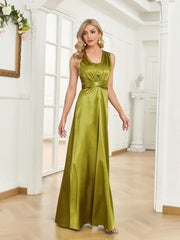Cross Tied Bridesmaid Dress Cinched Waist Tank Dress For Wedding