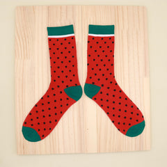 Watermelon Pattern Socks Colorblock Mid Tube Stockings