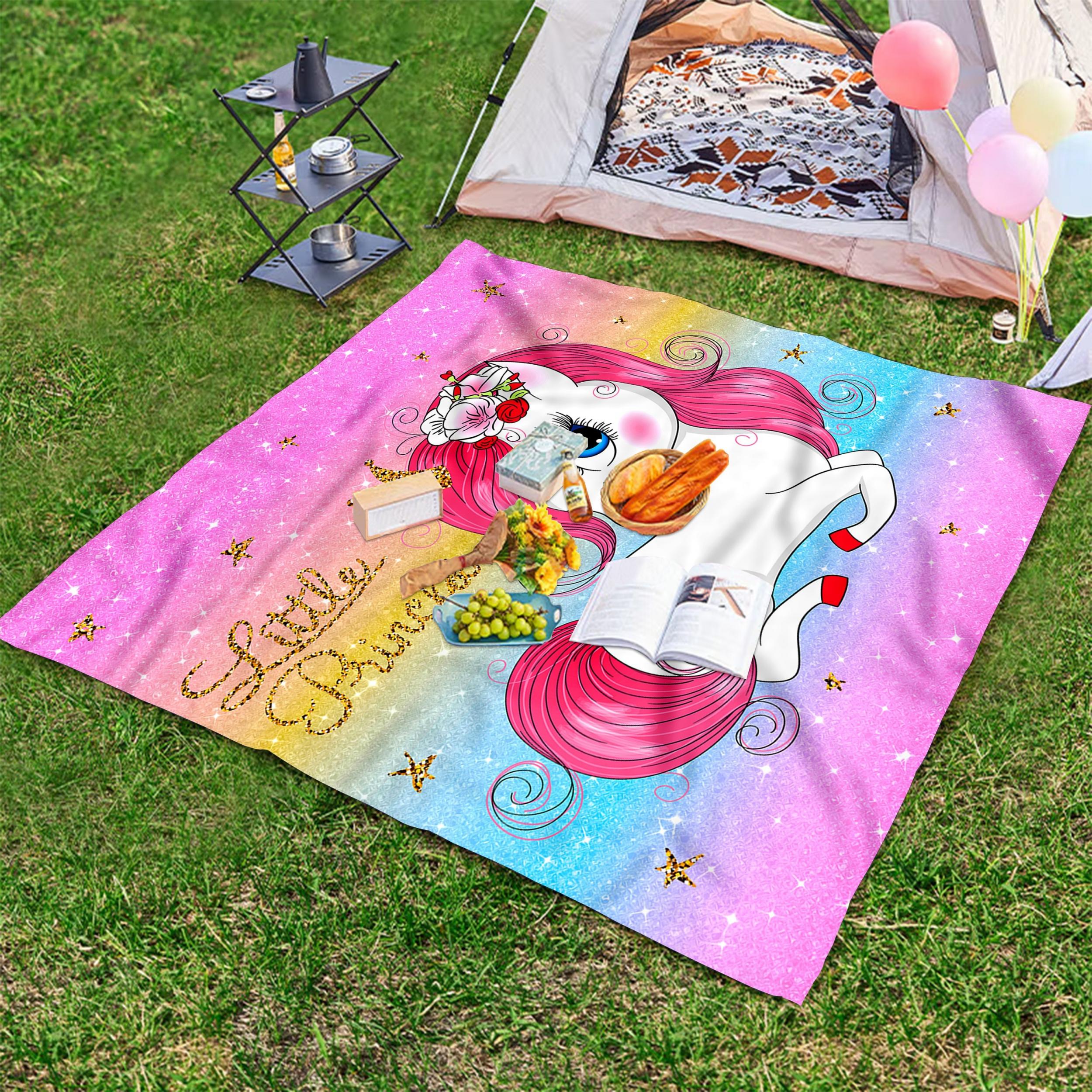 Cartoon Animal Print Picnic Mat Lightweight Waterproof Sandproof