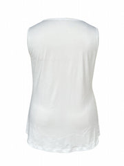 Casual Tank Top Women's Plus Plain Scoop Neck Slight Stretch