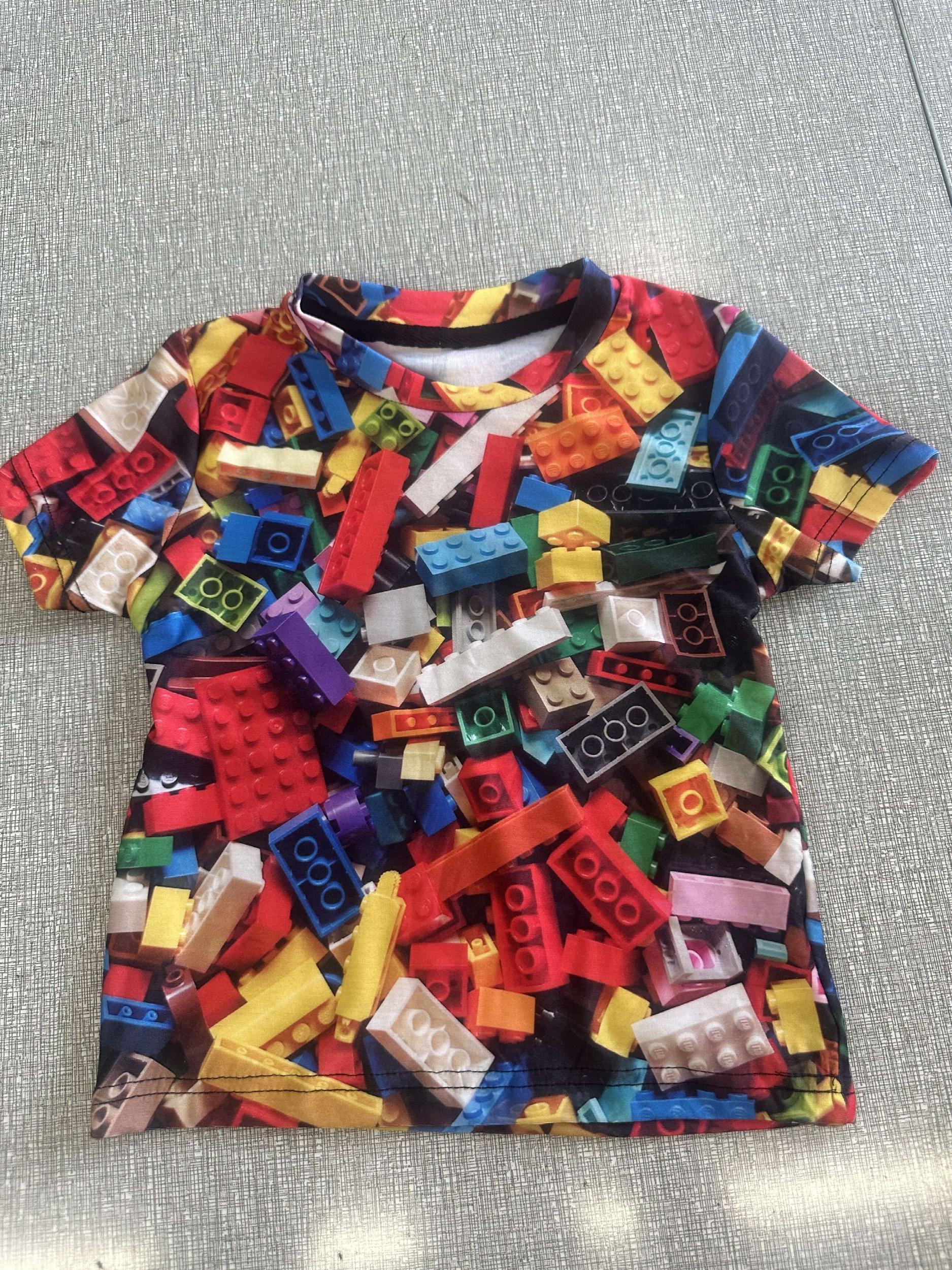 Boys' 3D Building Blocks Graphic T Shirt Active Stretchy Tee