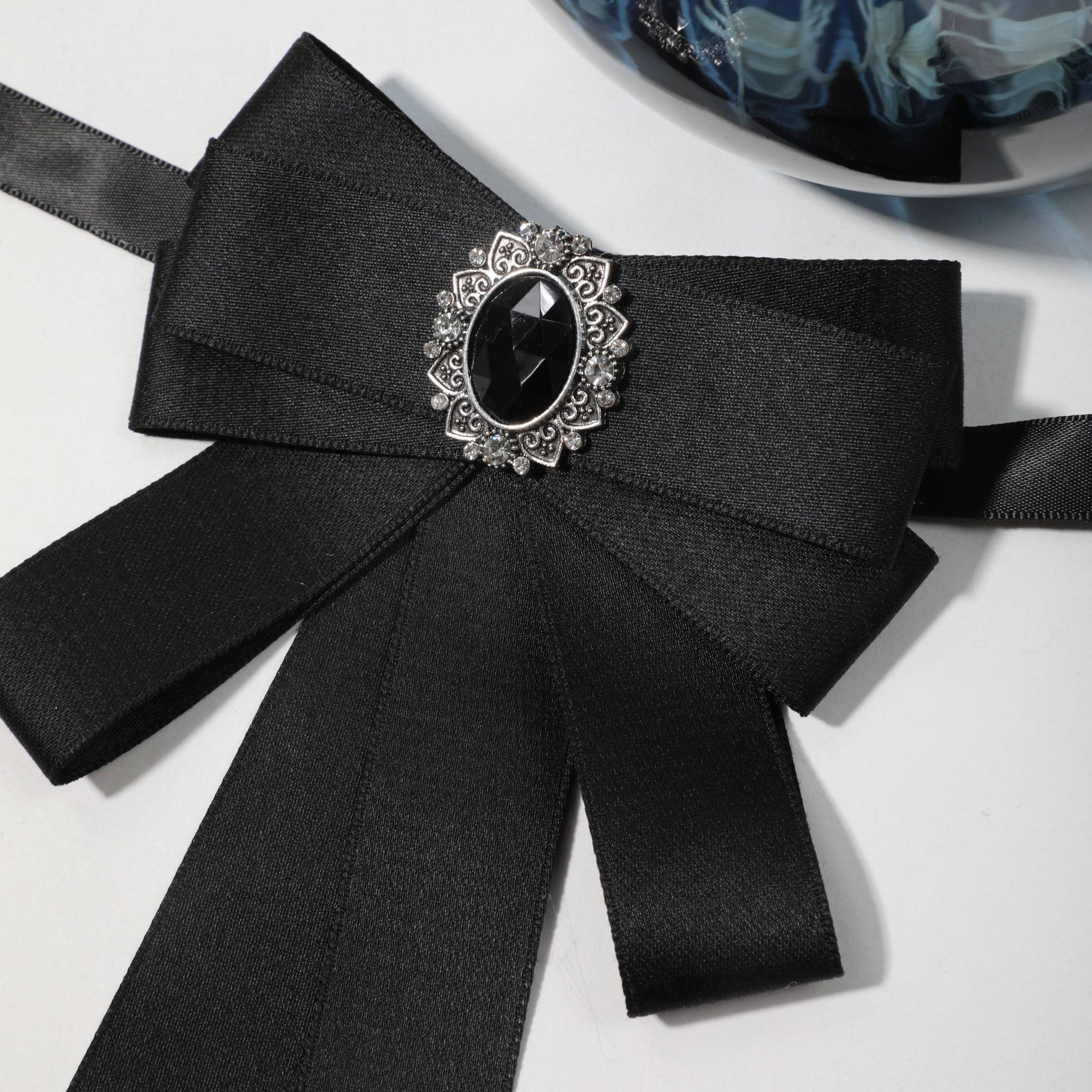 Vintage Crystal Bow Tie Women Dress Shirt Accessory for Party Prom