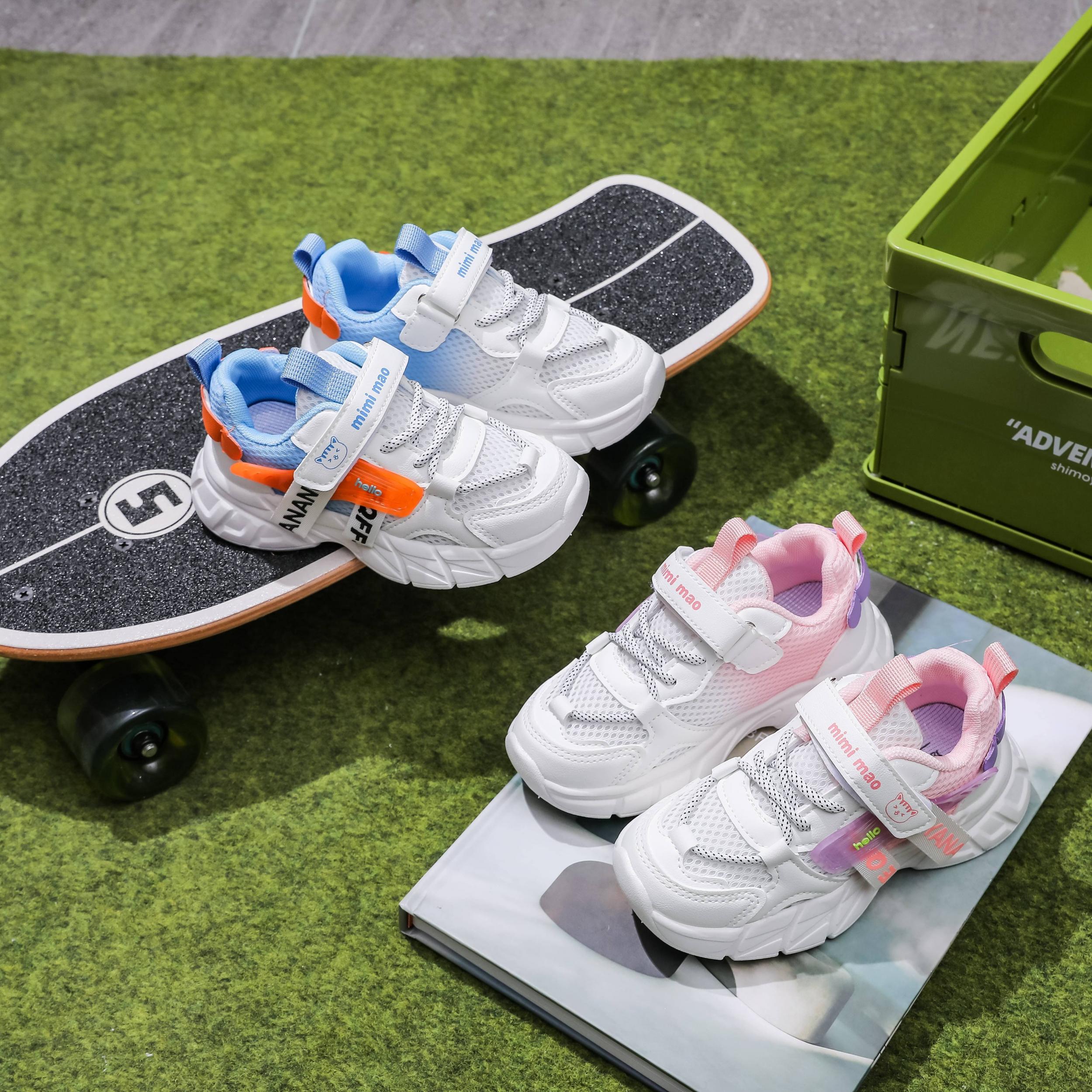 Girl's Contrast Sneakers With Hood Loop Casual Sports Outdoor Shoes