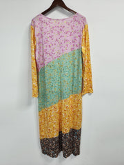 Colorblock Floral Print Maxi Dress