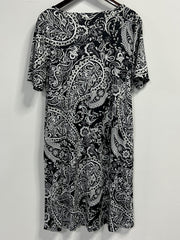 Paisley Print Short Sleeve Casual Dress with Pockets