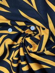 Men's Orange Abstract Print Casual Button Up Shirt