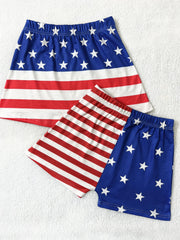 American Flag Print Shorts 2 Pack Sexy Elastic Waist Independence Shorts