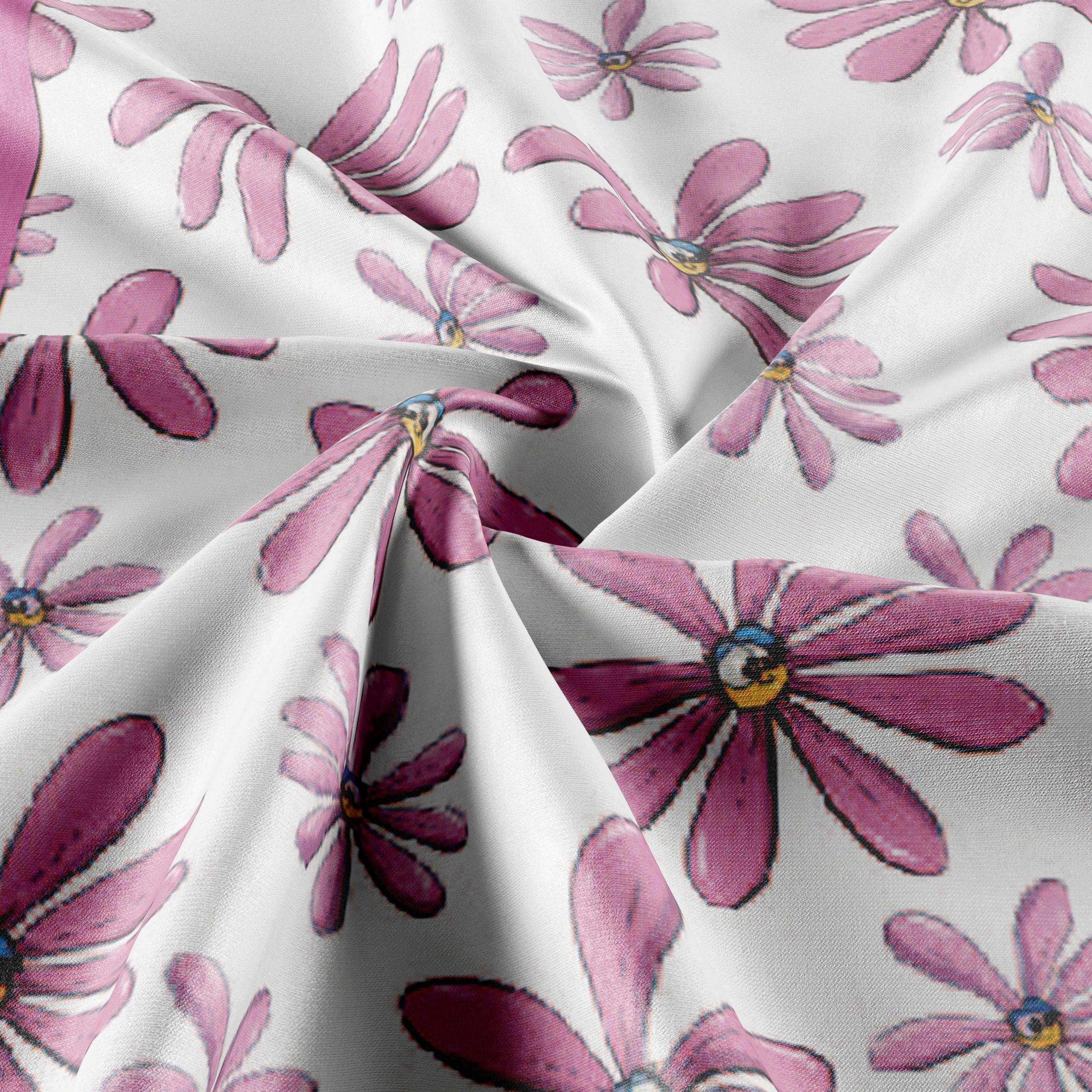 Pink Flower Print Bandana Boho Square Scarf Headband For Women