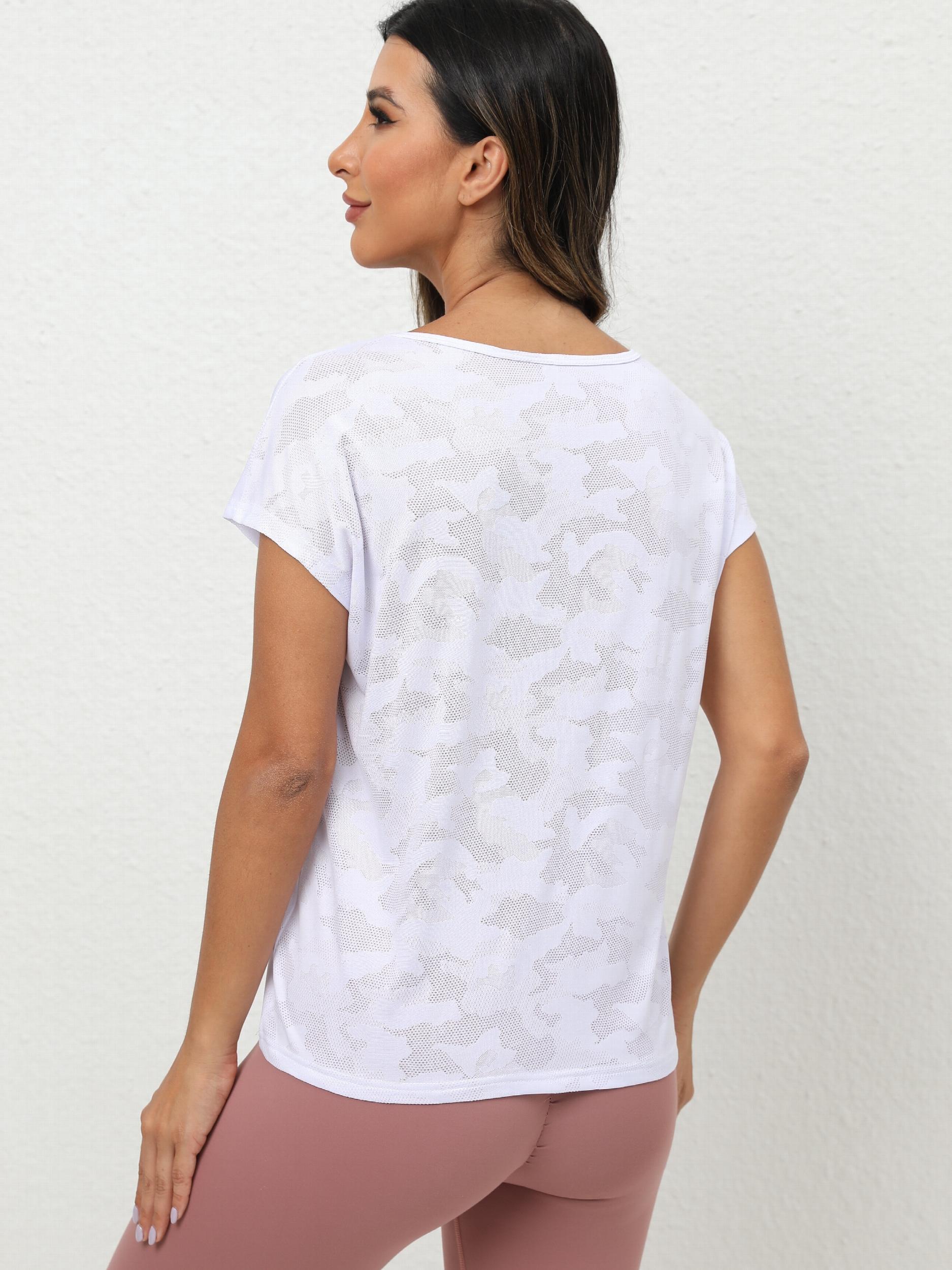 Camouflage Print Casual Sports Tee for Women