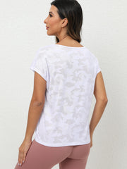 Camouflage Print Casual Sports Tee for Women