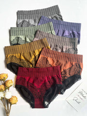 7pcs Lace Stitching Briefs High Waist Sexy Panties Women's Lingerie