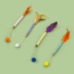 Catnip Teething Stick Cat Toy with Feathers and Bells