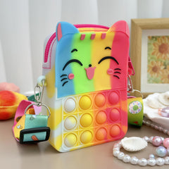 Girls Silicone Cat Messenger Bag Coin Purse Educational Toy Bag