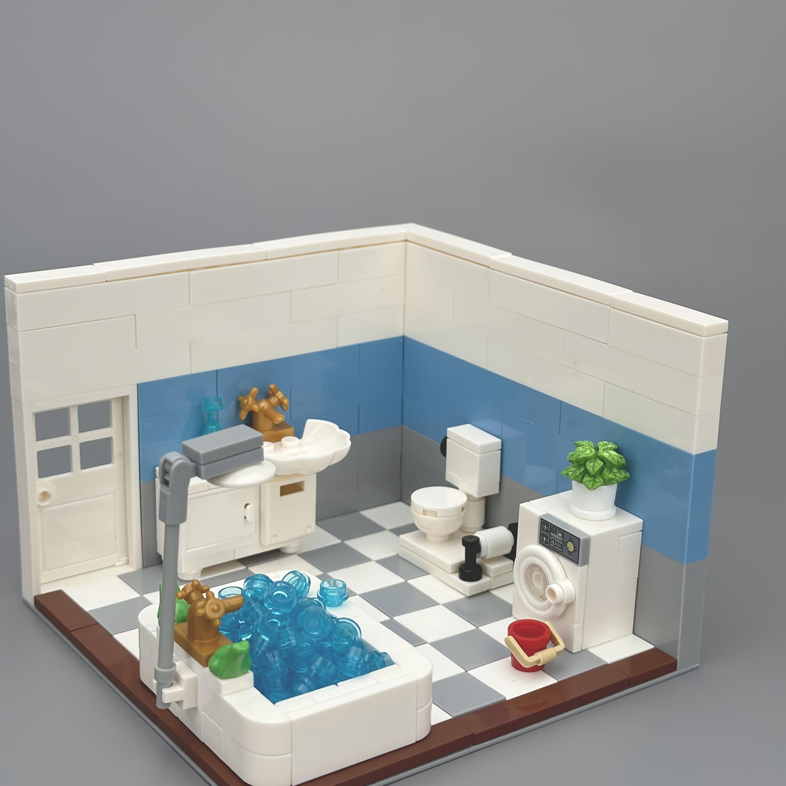 Small Block MOC Bathroom Tub DIY Toilet Toy